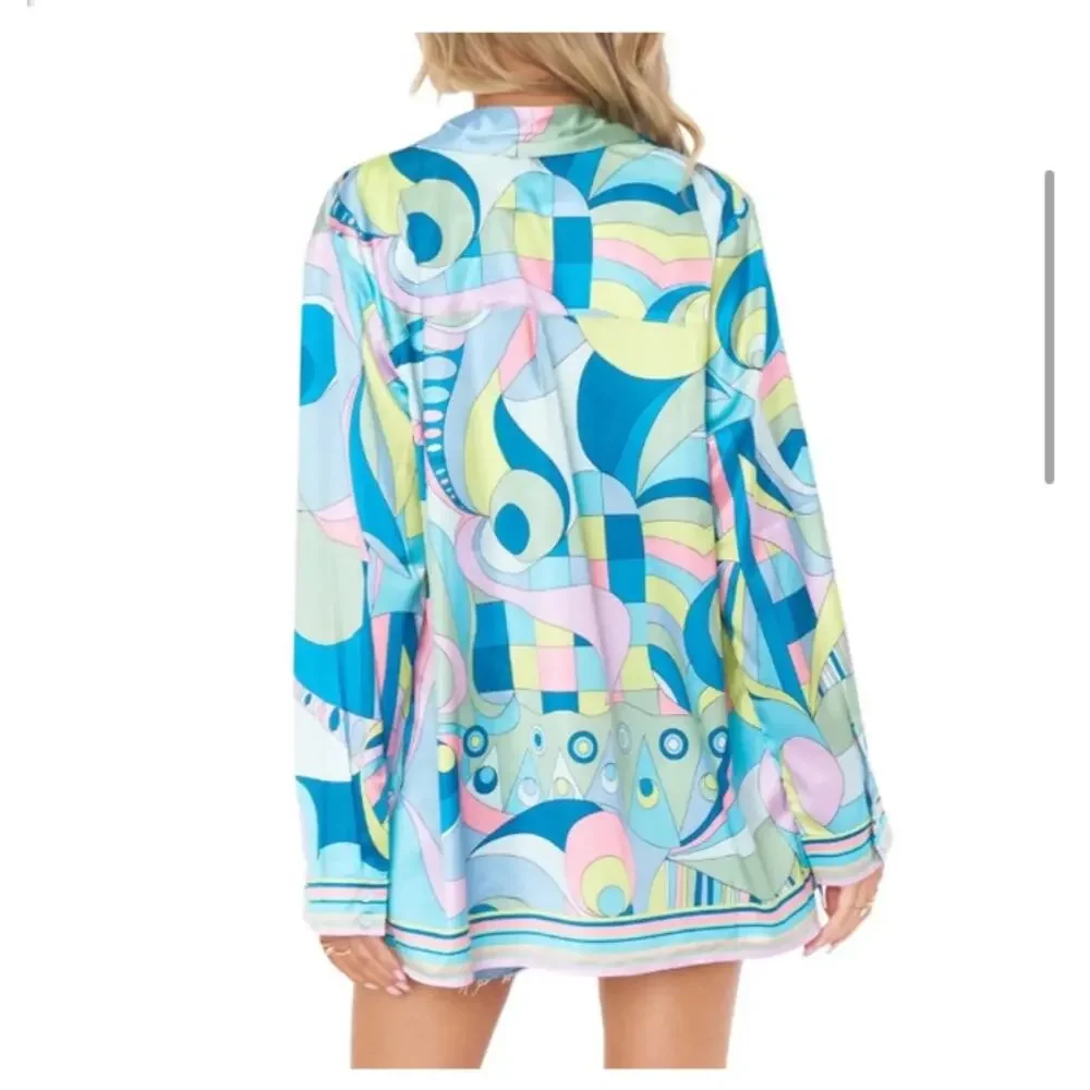 Show Me Your Mumu Early Riser Go Go Luxe Satin Silky PJ Pajama Top S - Picture 2 of 10